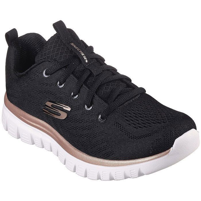 Skechers Baskets SKECHERS 12615-BKGD pour femme - Noir - Dessus synthétique - Lacets