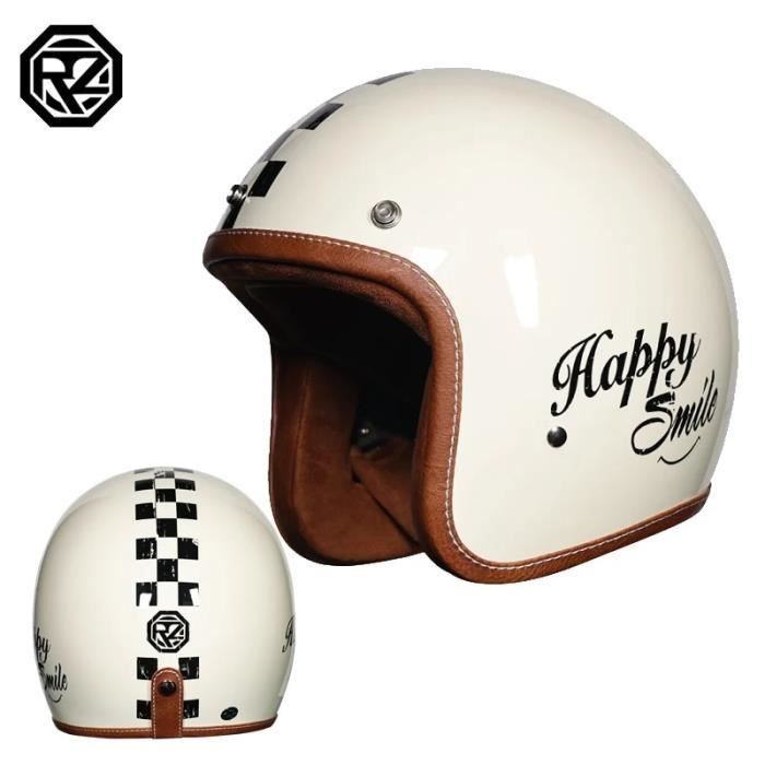 Casque de moto ouvert rétro 3-4,certification DOT,vintage,visage ouvert