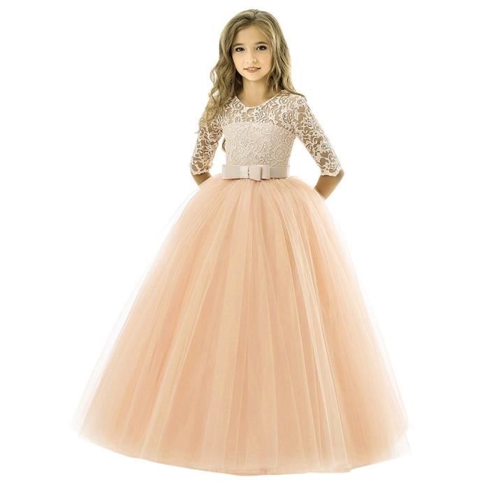 Robe Fille Filles Enfant Dentelle Bowknot Mariee Princesse Performance Vetements Robe Tutu Formelles Kaki Kaki Achat Vente Robe De Mariee Cdiscount
