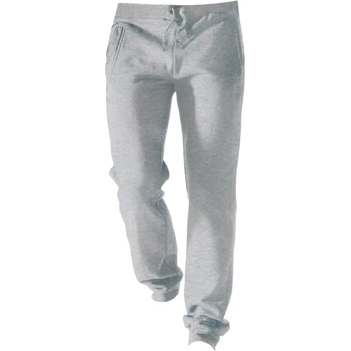 pantalon jogging kariban - homme - gris chiné - multisport - molleton gratté