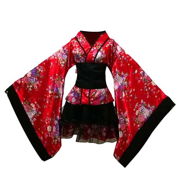 Robe De Femme Traditionnelle Japonaise Kimono Cosplay Outfit Costume De Robe De Combinaison Combipantalon Combishort Red Cdiscount Pret A Porter