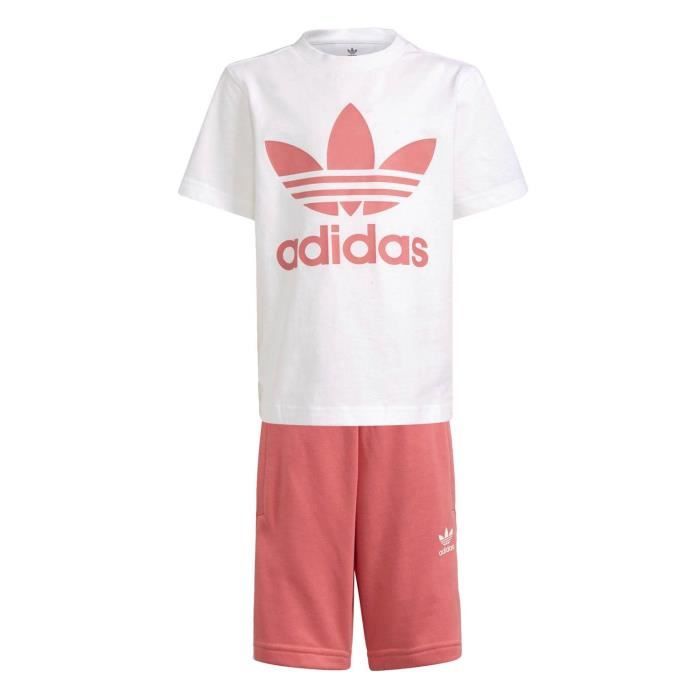 Set Adidas Adicolor pour Garcon T Shirt avec logo surdimensionne Couleur corail Bermuda Rose Cdiscount Sport