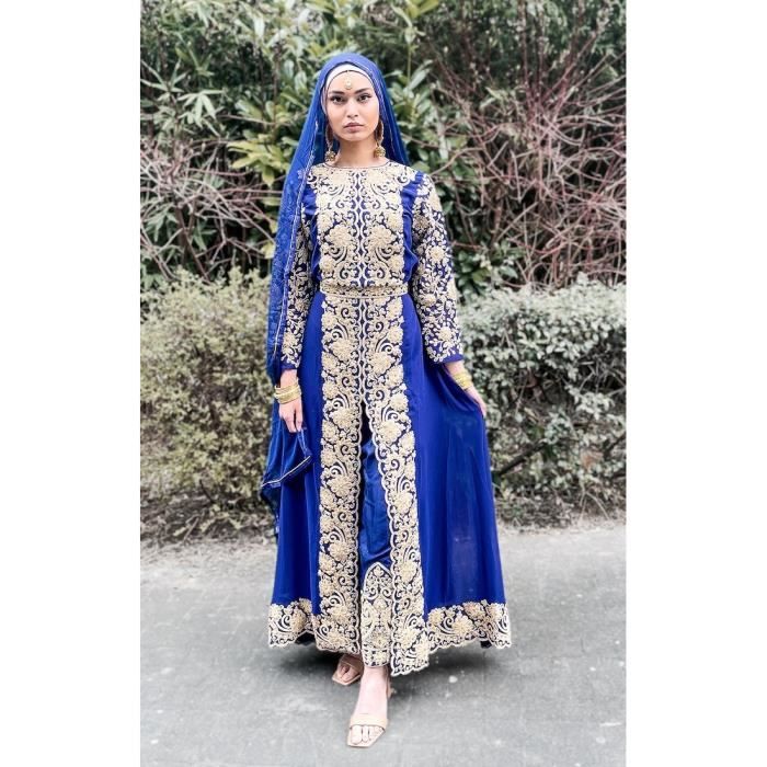 Robe Rouk indienne Bleu pakistanaise Anarkali churidar salwar kameez Ayaan vert