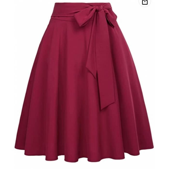 Femme Jupe Taille Haute Pin Up Plissee Jupe Trapeze Mi Longue Retro Red Cdiscount Pret a Porter