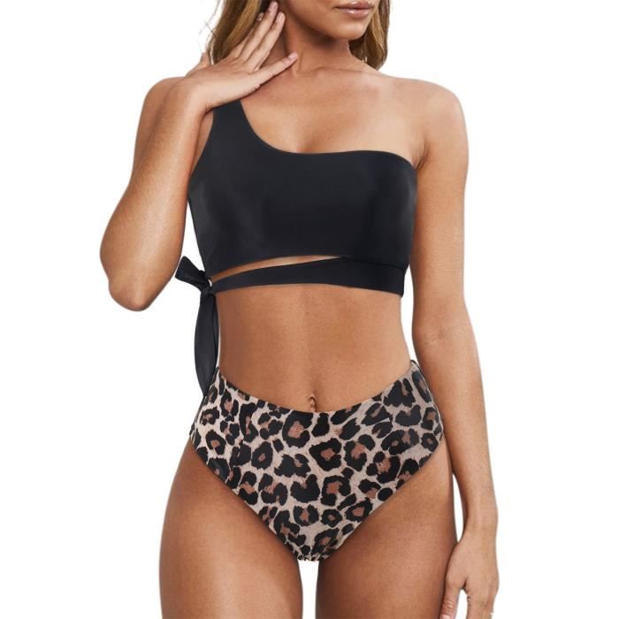 Maillot de Bain Sexy à Taille Basse Imprimé Léopard