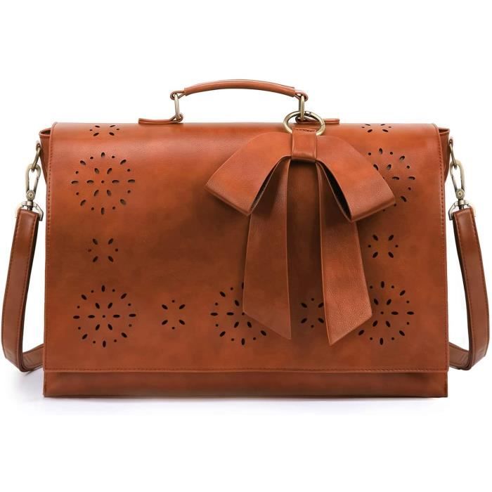 ECOSUSI Sac Cartable Cuir Vintage Femme Sac Femme Bandouliere Sac a Main Vintage Sac Ordinateur Portable 15.6 Sac Porte Epaule Cdiscount Bagagerie Maroquinerie
