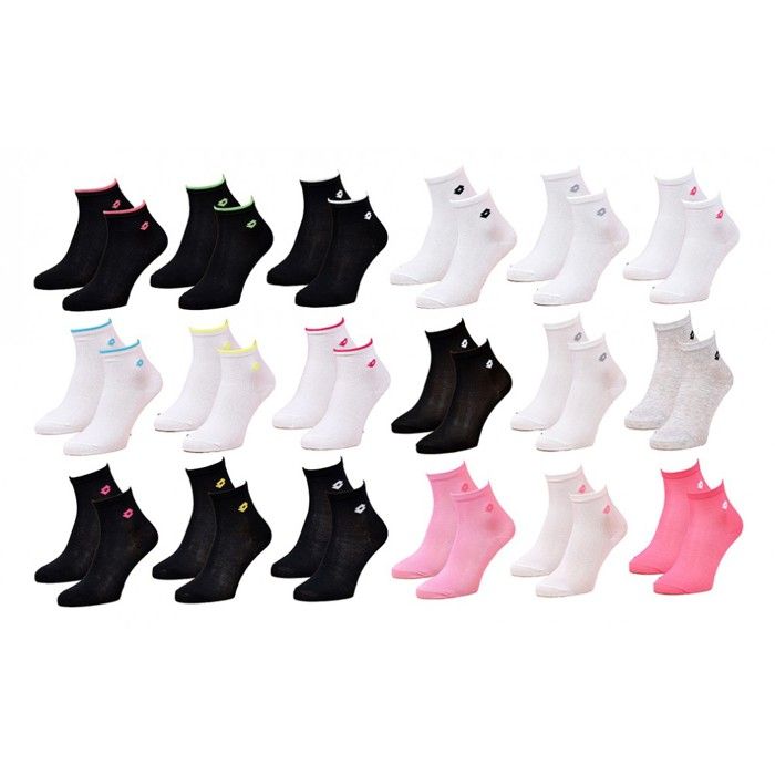 Socquettes Femme - LOTTO - Pack de 12 Paires - Tiges 2 Tiers - Pointure 36/41 - Multicolore