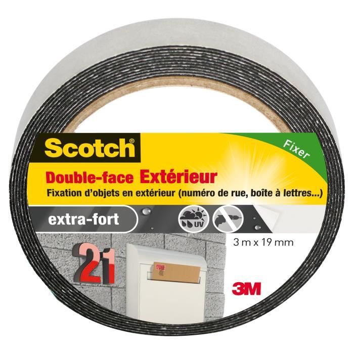 3M SCOTCH Double-face - 3 m x 19 mm - Extérieur - Cdiscount Bricolage