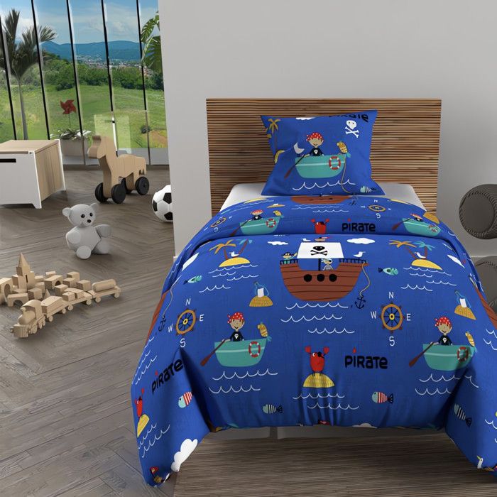 Copripiumino Pirates Soleil D'Ocre - Cotone 57 Fili/cm², 140x220 Cm, Verde - Foto 5