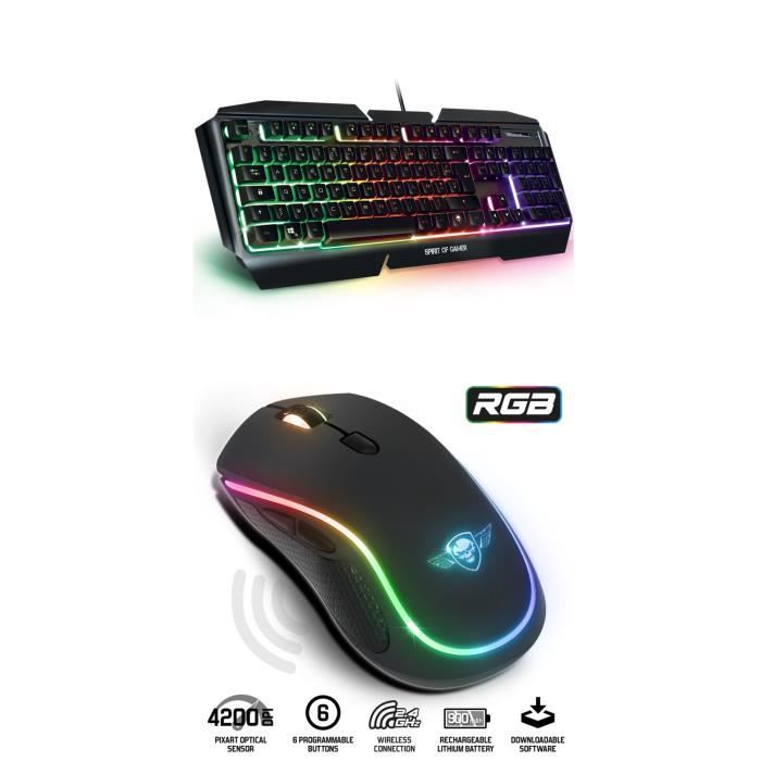 Souris et Clavier Gaming - PROK5 - M9 - Sans fil 2.4GHz - 4200 DPI - RGB avec Anti-Ghosting