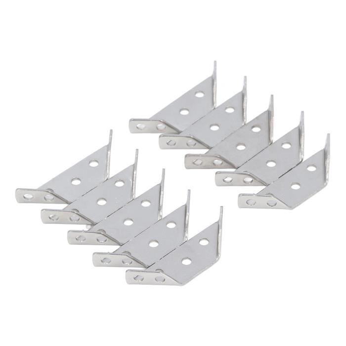 Supports D'angle En Acier Inoxydable - Lot De 10 - Dimensions 67x28x22 Mm - Pour étagères, Tables, Meubles