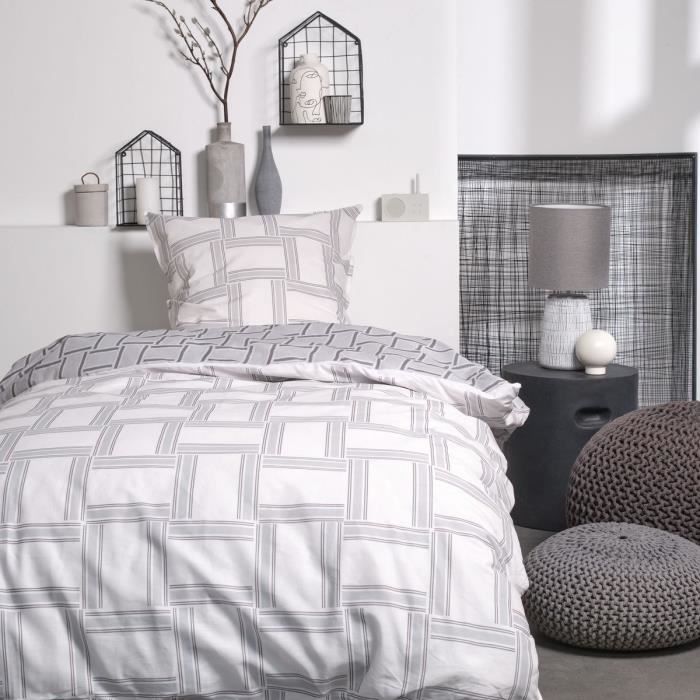 PARURE DE LIT TODAY - HOUSSE DE COUETTE 140X200 + 1 TAIE D OREILLER 63X63 - 100% COTON 57 fils - SUN