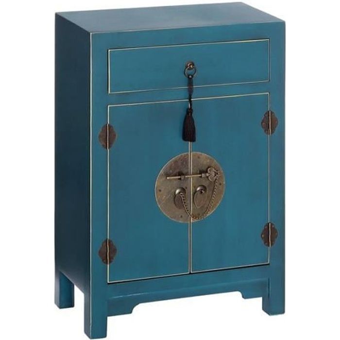 Confiturier 2 portes, 1 tiroir Bleu Meuble Chinois - PEKIN - L 45 x l 26 x H 69 cm