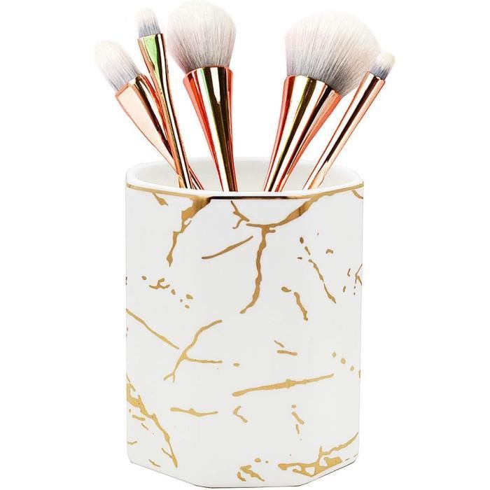 4 Porte-stylos Métal Doré Ajouré - 10x8 Cm - Pour Bureau, Maquillage, Rangement