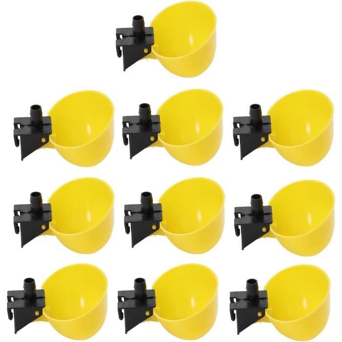 Lot De 10 Abreuvoirs Automatiques Pour Poules - Gobelet Plastique Abreuvoir Volaille Poulet Cailles Oiseaux - 8mm Filetage