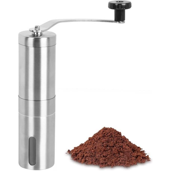 Moulin à Café Manuel Ankrs - Broyeur Céramique Réglable, Acier Inoxydable Portable Avec Manchon Silicone