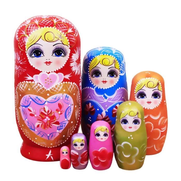 Rouge 8 en 1 poupée gigognes russe Babushka matriochka empilage poupées