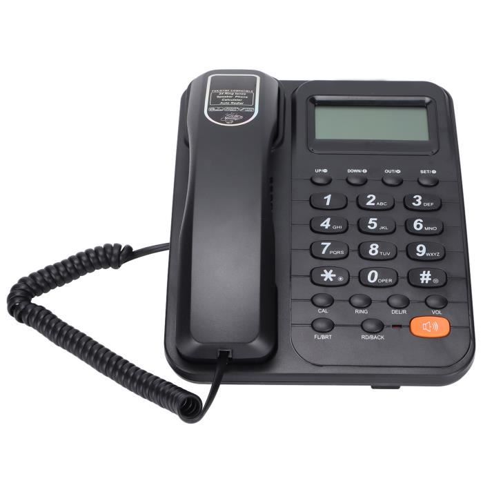 téléphone filaire de bureau KXT2029CID téléphone filaire téléphone fixe filaire avec répondeur telephonie telephone Noir