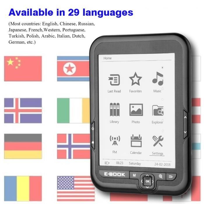 Liseuse 7 Pouces écran Couleur - Supporte EPUB, PDF, Vidéo, Carte Mémoire, Batterie 2100 MAh