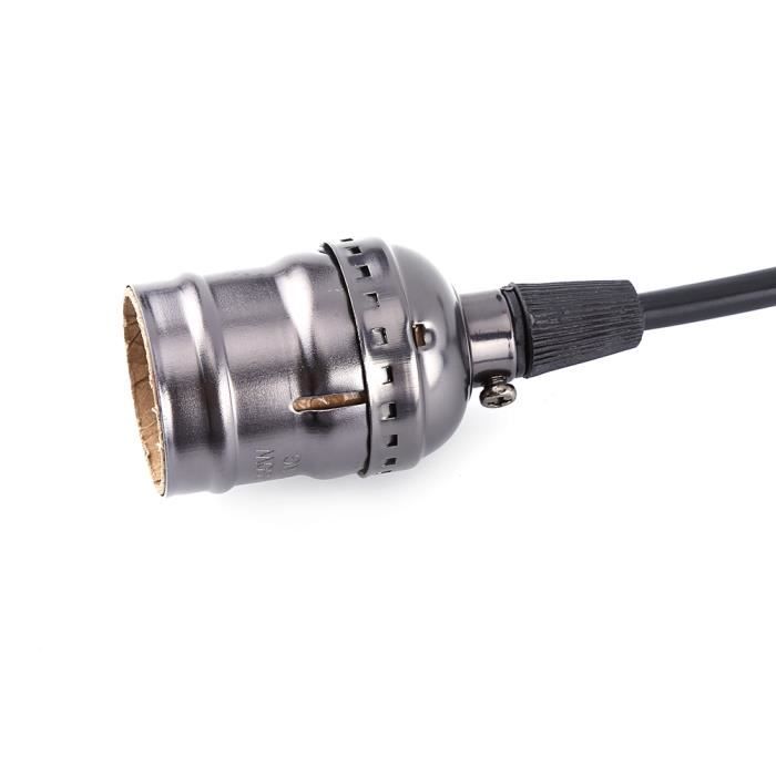 Garsent Porte Ampoule E27 Avec Chaîne Tirette - Support Lampe Vintage Aluminium Noir