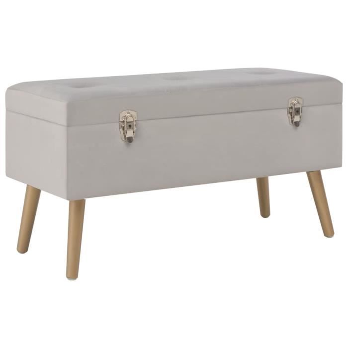 "top" banc coffre jili - design relax - banc salon avec compartiment de rangement 80 cm gris velours,9,85 kg