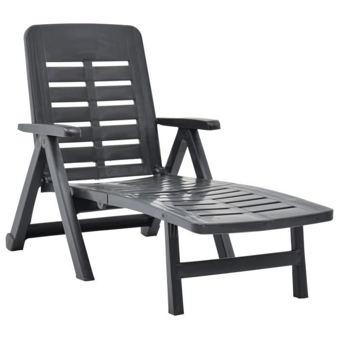 "top" bains de soleil d'extérieur jili - chaise longue pliable plastique anthracite,10,96 kg
