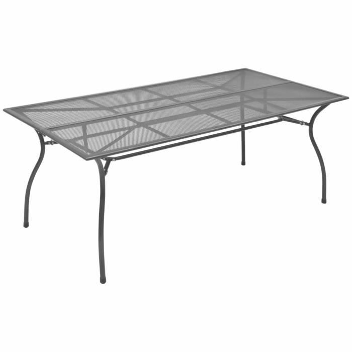 VidaXL Table de jardin Anthracite 170x89,5x72,5 cm Acier Treillis