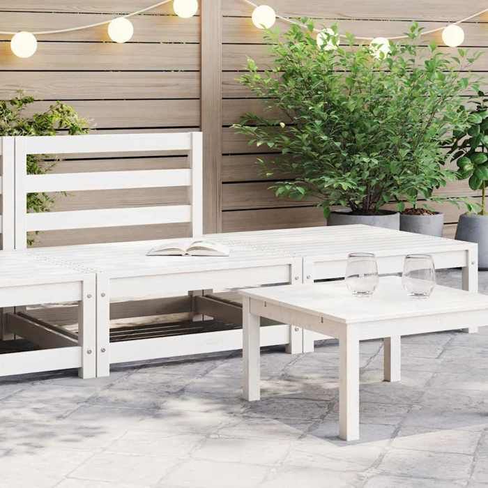 vidaXL Salon de Jardin 2 pcs Meubles de Terrasse Meubles dExtérieur Mobilier de Patio Mobilier de Jardin Blanc Bois de Pin 805696