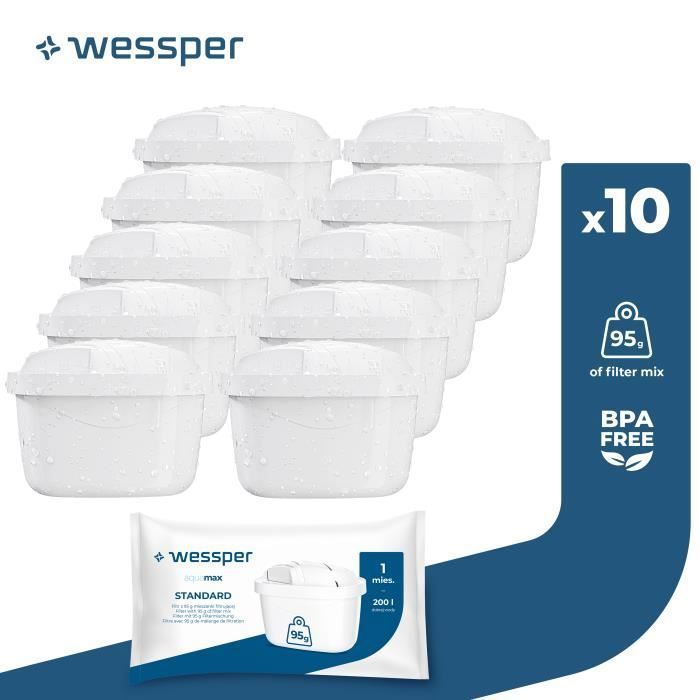 Wessper Sport 10er Pack Aquamax l'Eau Filtre Cartouches comp avec Brita Maxtra 