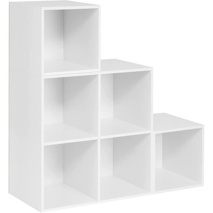 WOLTU Bibliothèque Étagère de Rangement en Bois d’ingénierie pour Salon Chambre Bureau Blanc 90x30x90cm SK027ws