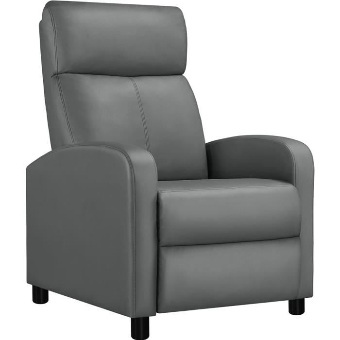 yaheetech fauteuil de relaxation chaise de détente siège de canapé rembourré gris-similicuir