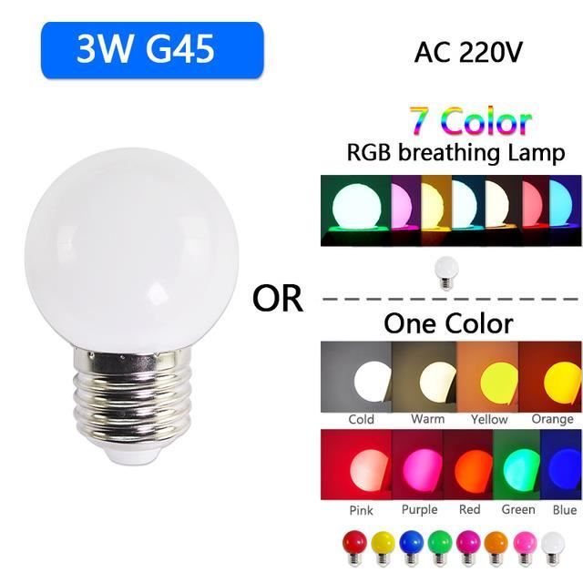 AMPOULE HALOGENE,G45BLUE3WE27Ampoule Led E27 E14 3W G45 C35 RGB