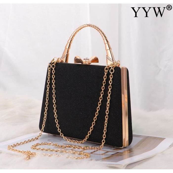 POCHETTE A MAIN black1 Sacs a main de soiree en velours pour femmes elegant a Surface dure boite rectangulaire noir rouge mod Cdiscount Bagagerie Maroquinerie