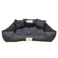Grand lit pour chien et chat AIO Kingdog 115 x 95 Noir - taille XL - avec 2 coussins 15x15cm-1