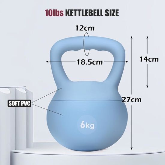 Kettlebell Souple En PVC - 2 Kg, Rempli De Sable De Fer, Antidérapant, Idéal Pour Le Fitness à La Maison