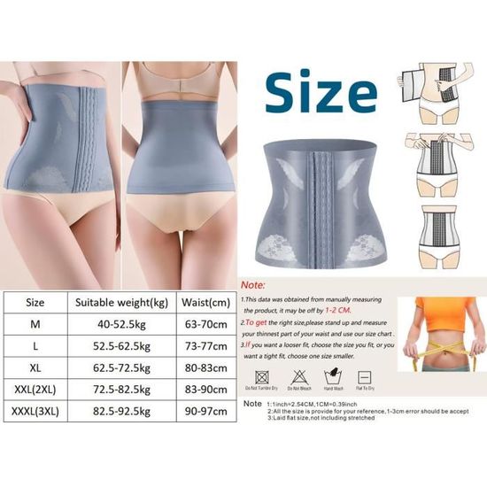 SEXYWG Serre-Taille Corset Minceur Femme - Gaine Ventre Plat Néoprène Ceinture Sudation Avec 4 Os En Acier