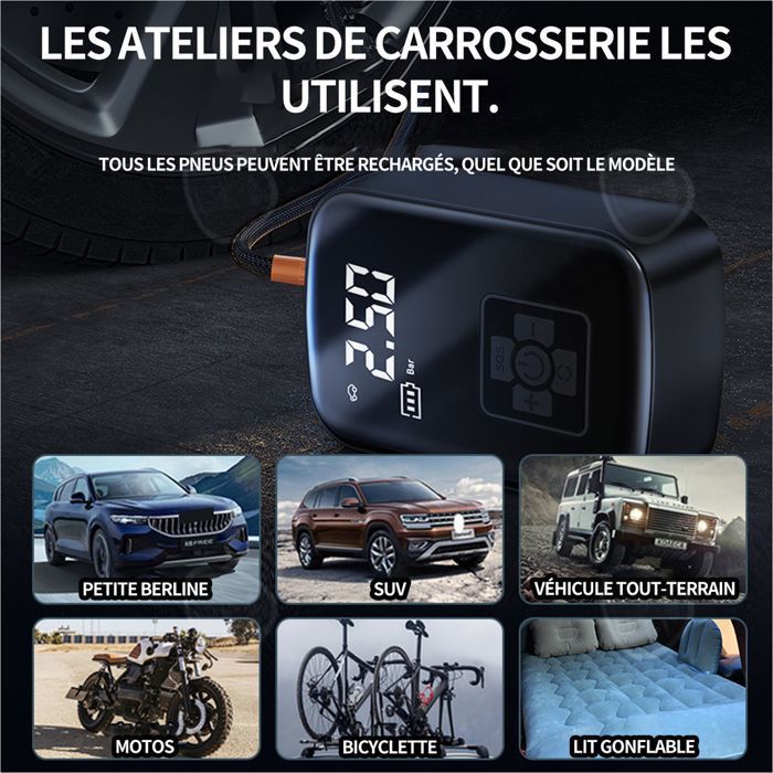 Booster De Pneus WilTec 7L 8 Bars - Gonfleur Pneus Voiture/Moto - Canon à Air Comprimé Pour Garage Ou Domicile