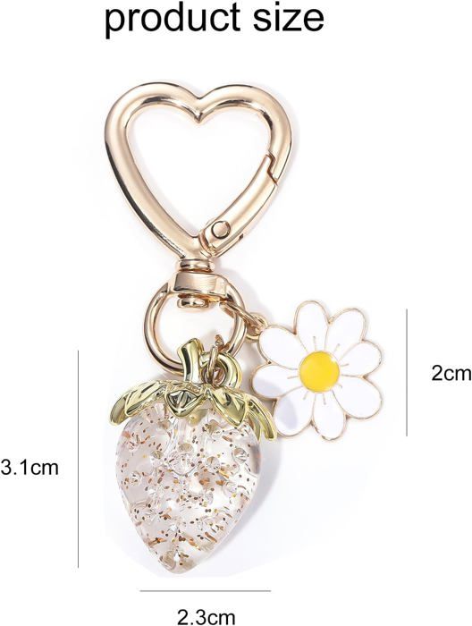 Lot De 2 Porte-clés En Alliage En Forme De Cœur Avec Pendentif En Forme De Rose Delicat 85619275