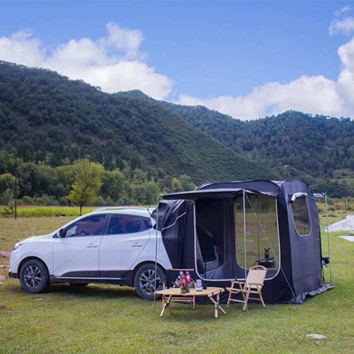 Tente SUV Avec Porche – Pour 5 Personnes – 3x2,4x2,2 M – Imperméable 2000mm – 2 Portes + Moustiquaire – Camping Voiture