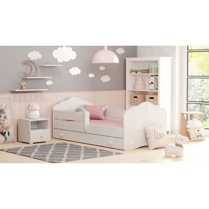 BERKATMARKT - Lit enfant en forme pour enfant, 80 x 160 cm, blanc, avec  matelas en