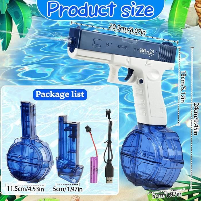 Tancyco - Pistolet à eau électrique pour piscine, pistolets à eau  automatiques avec une capacité élevée de 375 cc pour enfant et adulte,  jouet de pistolet à eau