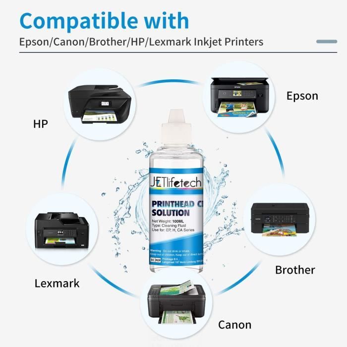 Solution de nettoyage pour tête d'impression à jet d'encre, fluide liquide  compatible pour imprimante HP EPSON CANON BROTHER Lexmark - AliExpress