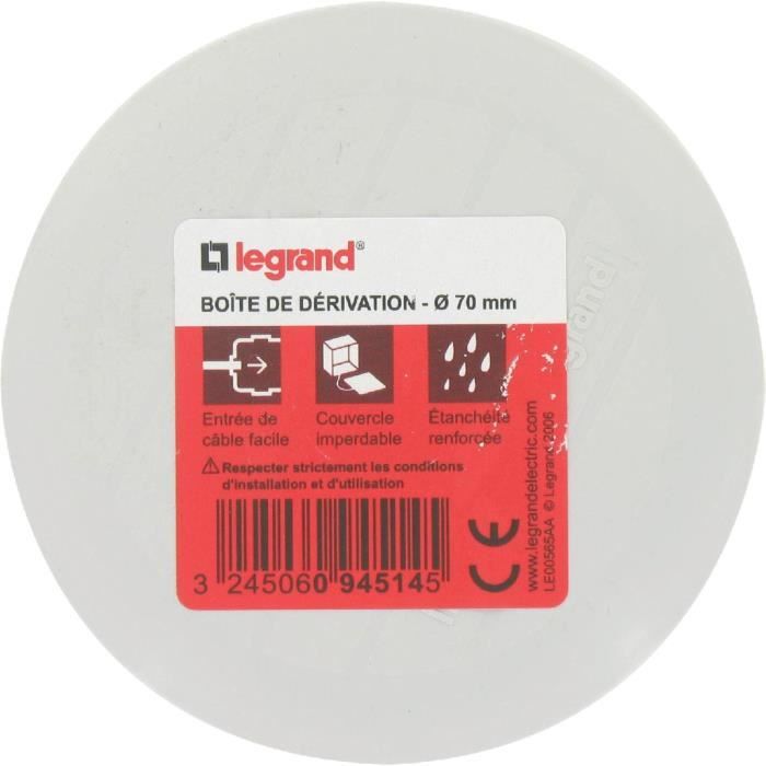 Boîte de dérivation ronde Plexo 60mm hauteur 40mm gris RAL7035 LEGRAND