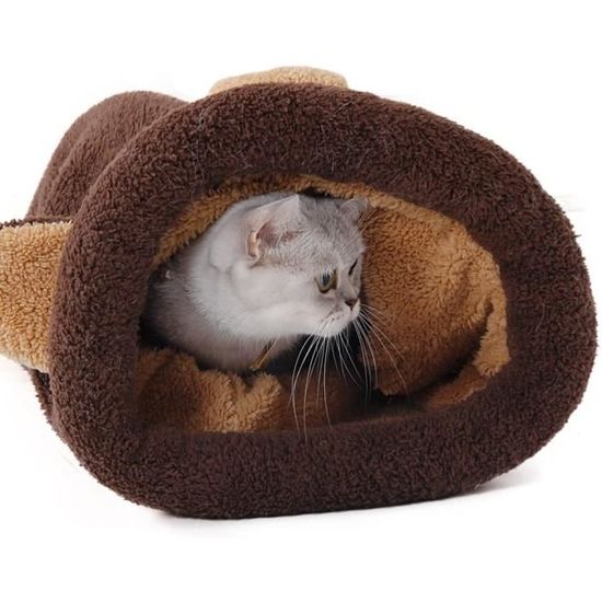 Sac De Couchage En Forme De Caverne Pour Chat - Chauffant, Lavable, Deux Tailles (M Et L) - Pour Hiver, Intérieur, Voyage