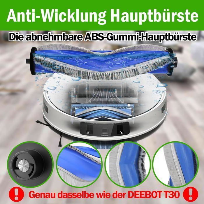Kit Accessoires Pour ECOVACS DEEBOT T30C Omni / T30C Pro Omni - 1 Brosse, 6 Serpillières, 6 Sacs, 4 Filtres, 4 Brosses Latérales