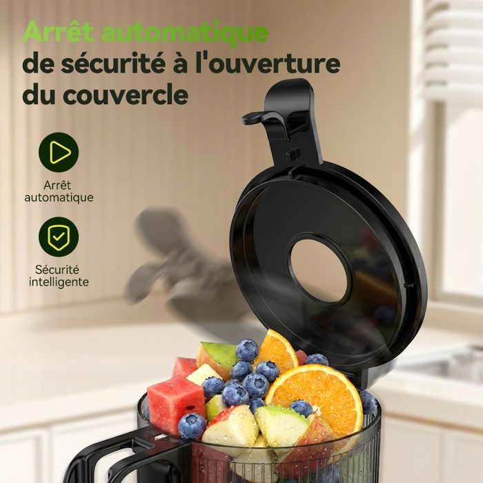 Extracteur de jus Amzchef Extracteur de jus Sans Préparation Extracteur Jus Lent 135mm 1,8 L Slow Juicer 250W sans BPA Noir Extracteur de jus Amzchef Extracteur de jus Sans Préparation Extracteur Jus Lent 135mm 1,8 L Slow Juicer 250W sans BPA Noir