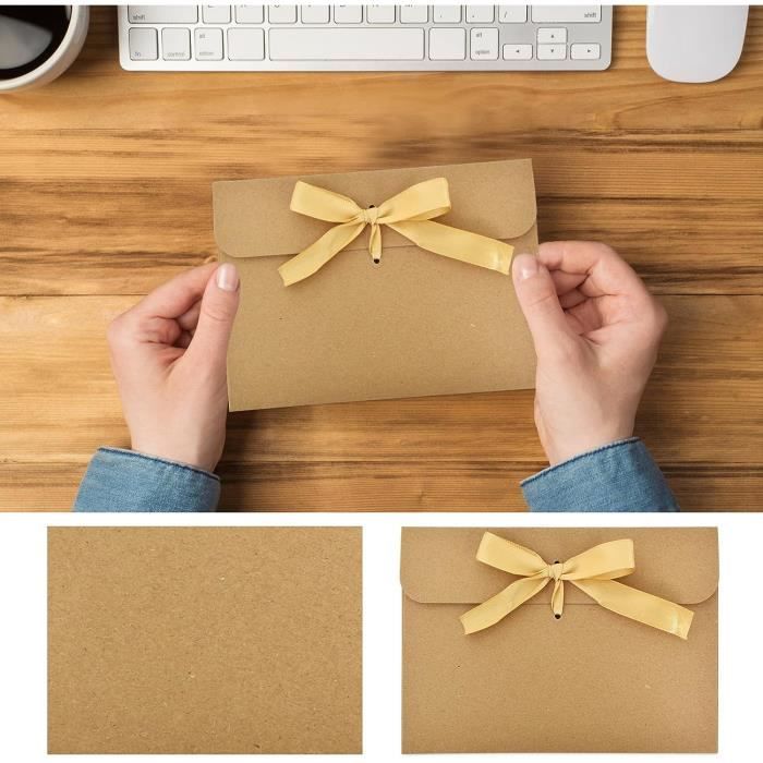 50 Pièces Cadeau Enveloppes, Enveloppes Rétro En Papier Kraft, Enveloppe  Avec Rubans, Diy Carte Cadeau Papier Kraft Envelop[x2703] - Cdiscount  Beaux-Arts et Loisirs créatifs