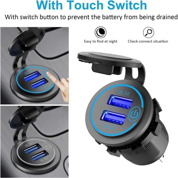 Ygl 36W Double Usb Qc3 0 Chargeur Moto tanche 12V 24V Prise Allume ygl-36w-double-usb-qc3-0-chargeur-moto-tanche-12v-24v-prise-allume