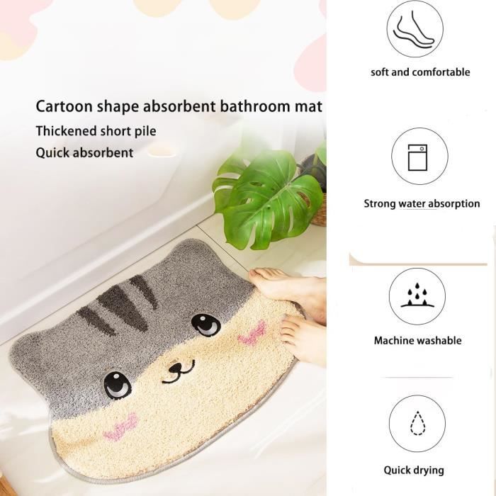 Tapis de Bain Antidérapant en Microfibre 50x80 cm,Chat, modèle de damier classique chat Kit,Tapis