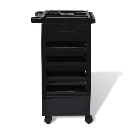Chariot De Rangement Mobile 10 Tiroirs VidaXL - Noir Et Chrome, Roulettes 360°, Idéal Salon Beauté, Bureau, Maison